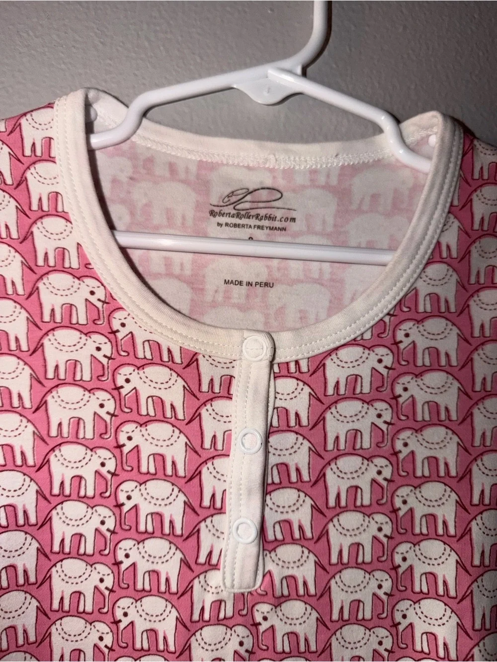 Roberta Roller Rabbit Girls Hathi Pink Elephant Print Nightgown Long Sleeve Sz 8